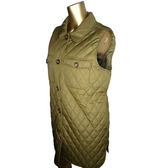 Marc New York Women's Olive Green Long Quilted Vest Size‎ L - Picture 3 of 7